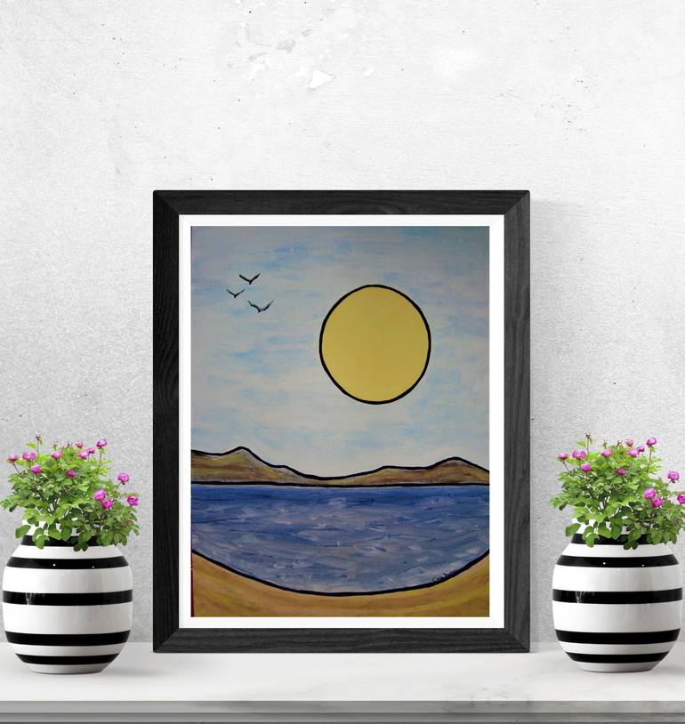 Original Geometric Abstraction Seascape Painting by Carla Dancey