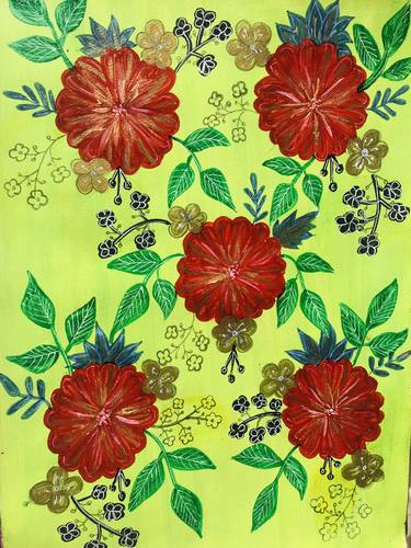 Red flower pattern design. thumb