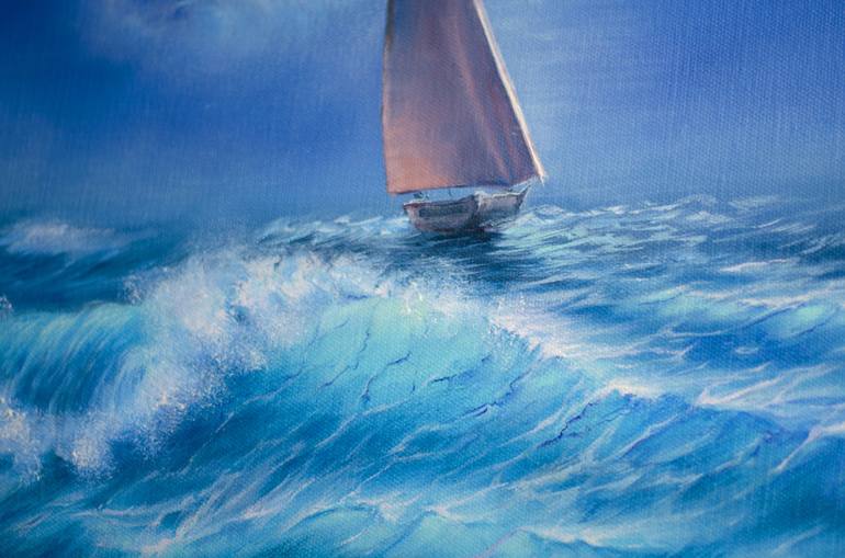 Original Expressionism Sailboat Painting by Boris Sizov