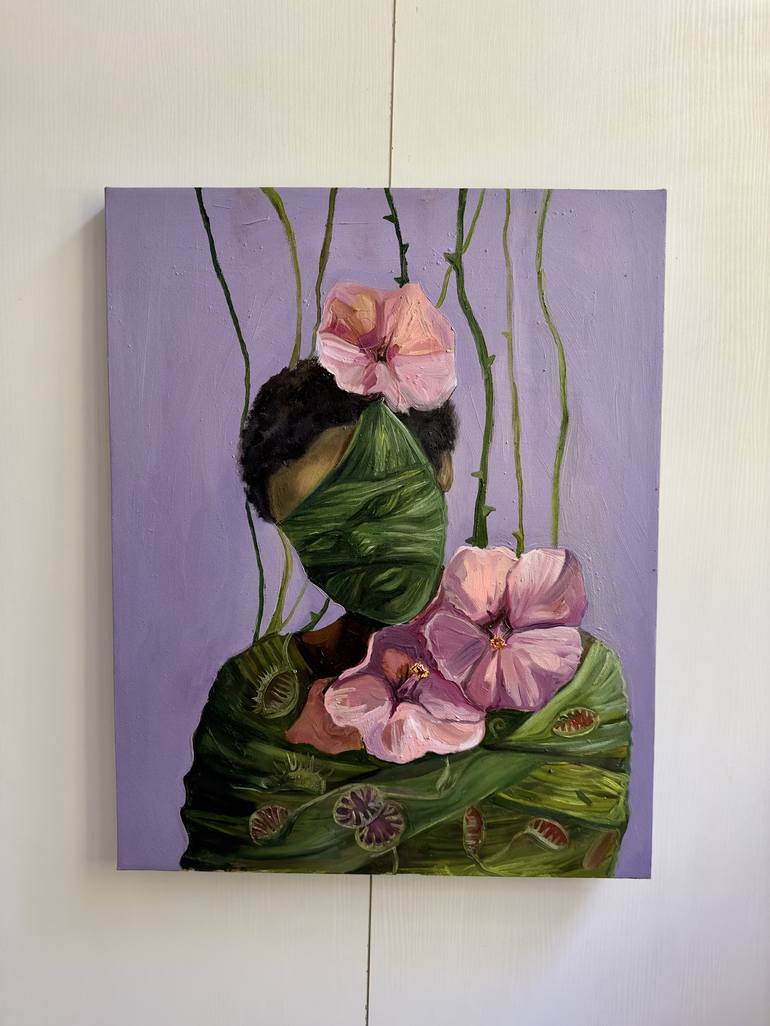 Original Surrealism Floral Painting by Mokhinur Fakhri