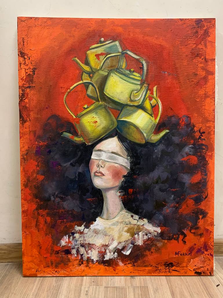 Original Surrealism Women Painting by Mokhinur Fakhri