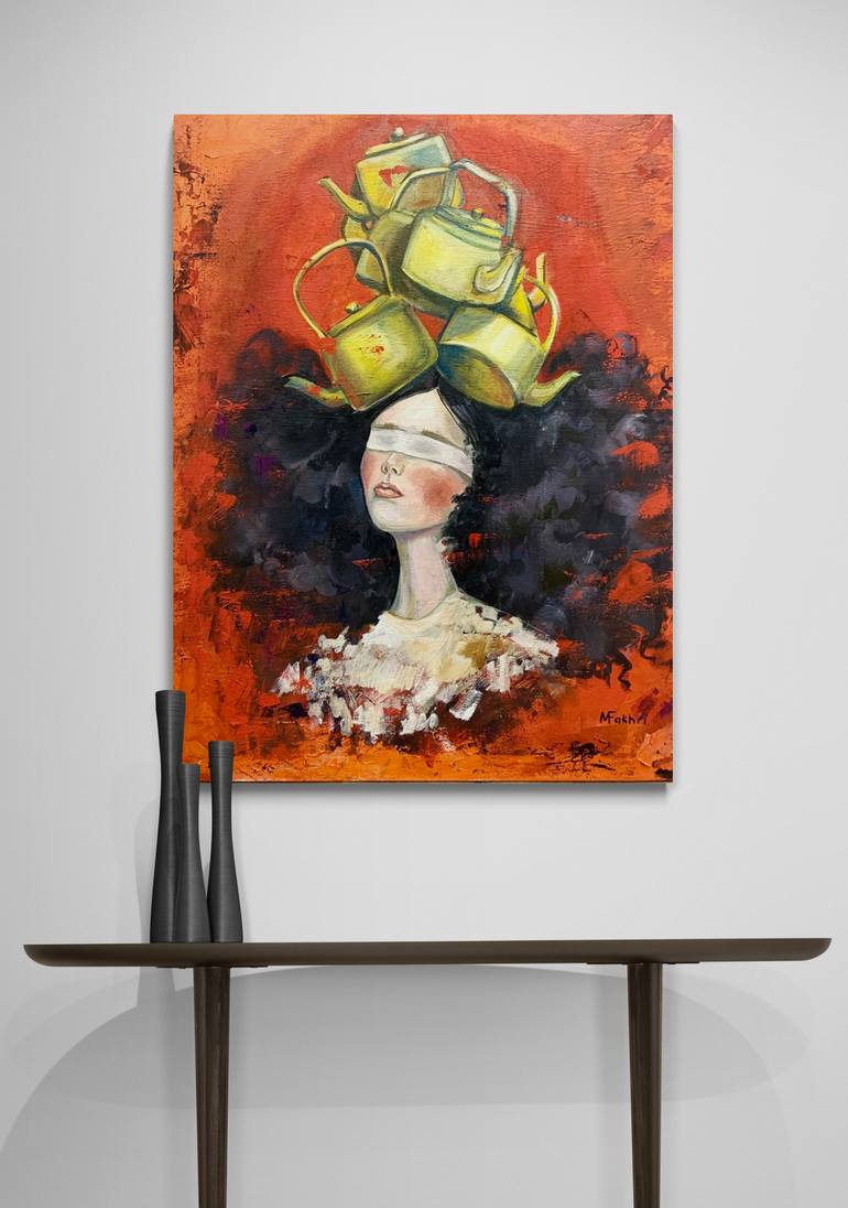 Original Surrealism Women Painting by Mokhinur Fakhri