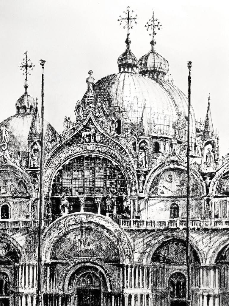 Original Fine Art Architecture Drawing by Monika Jones