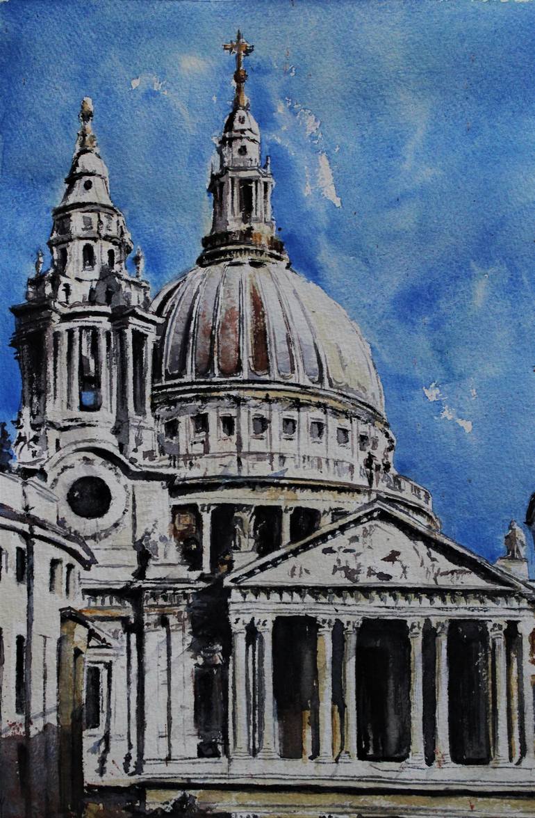 Original Fine Art Architecture Painting by Monika Jones