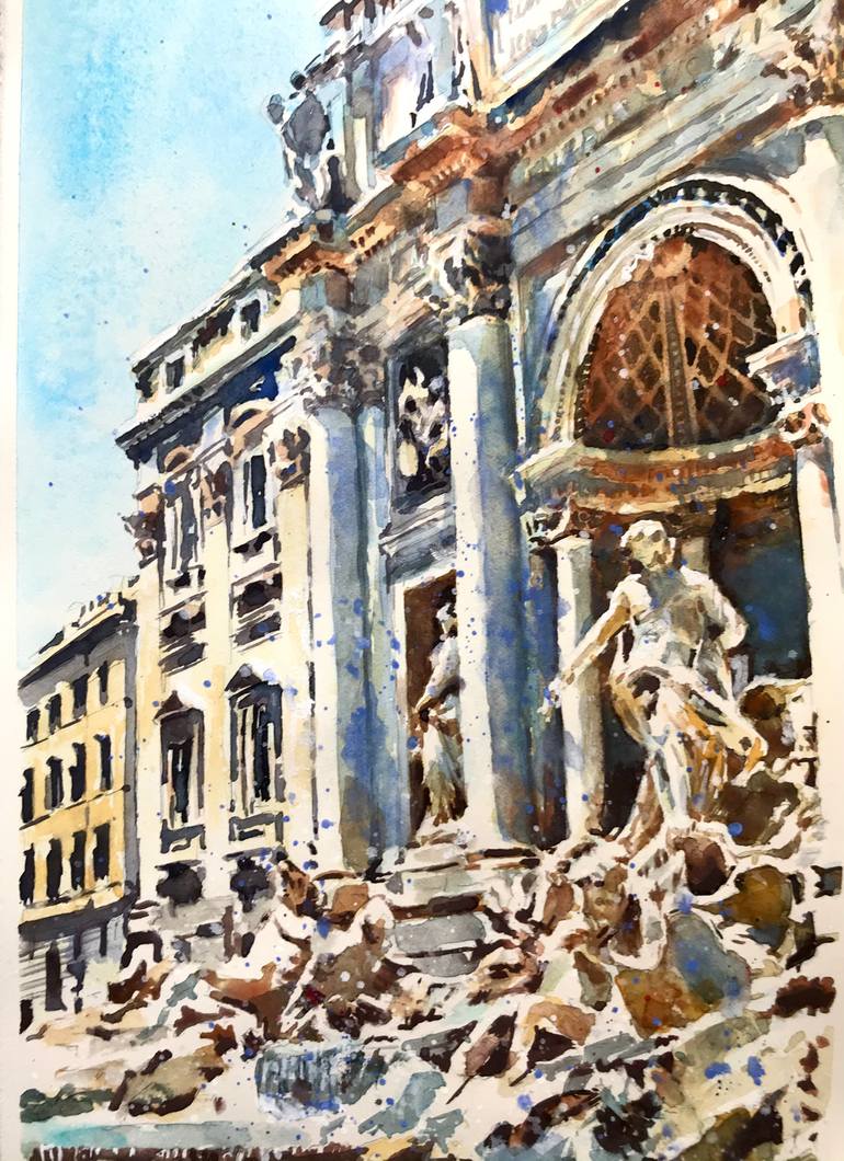 Original Impressionism Architecture Painting by Monika Jones
