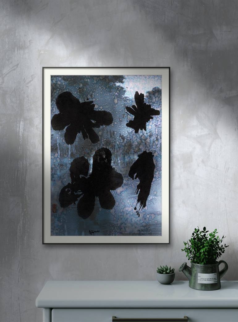 Original Abstract Floral Drawing by Friedrich Zettl