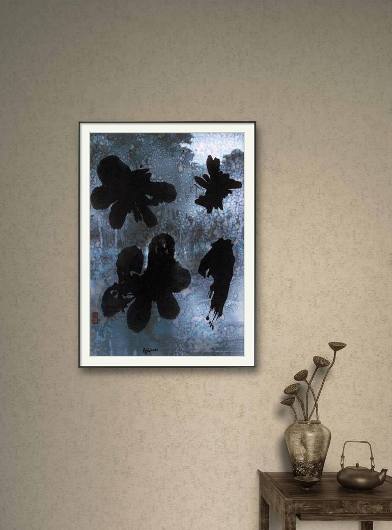 Original Abstract Floral Drawing by Friedrich Zettl