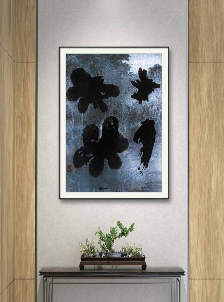 Original Abstract Floral Drawing by Friedrich Zettl