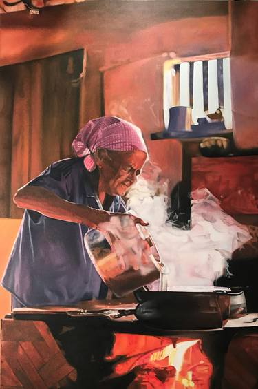 Print of Realism Rural life Paintings by Oscar Isaza