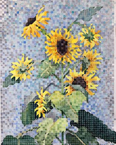 Original Pixelism Floral Painting by Olena Rublova