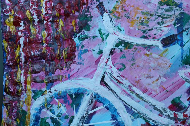 Original Expressionism Bicycle Painting by Tasha Tendernees