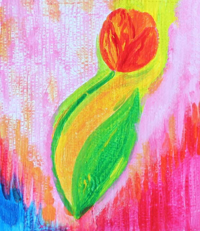 Bright tulip Painting by Tasha Tendernees | Saatchi Art