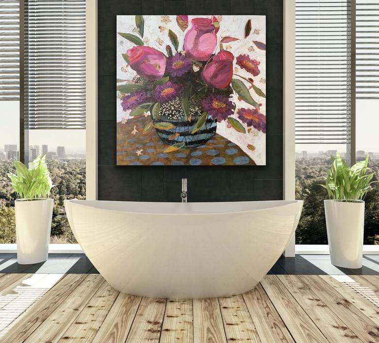 Original Abstract Expressionism Garden Painting by Carol MacConnell