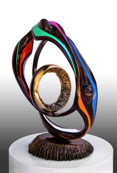 "Wedding Ring" Contemporary Abstract Bronze Sculpture thumb
