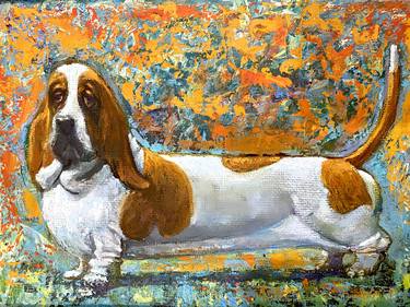 Original Art Deco Dogs Paintings by Lia Kelekhsaeva