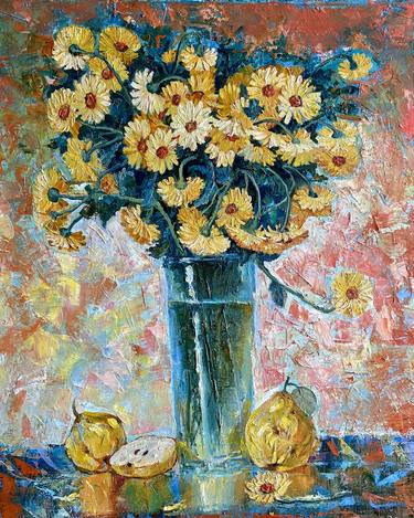 Original Art Deco Floral Paintings by Lia Kelekhsaeva