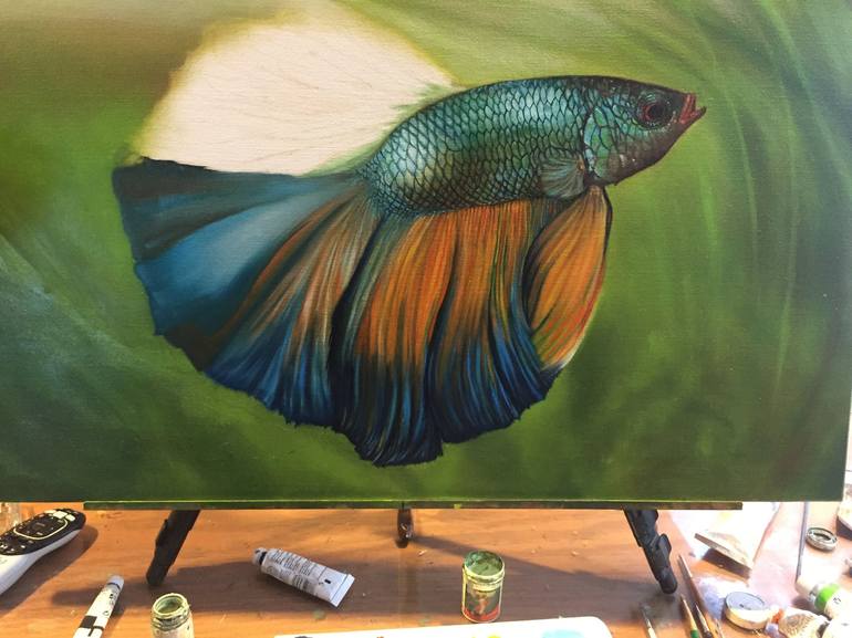Original Figurative Fish Painting by Rene Cheng