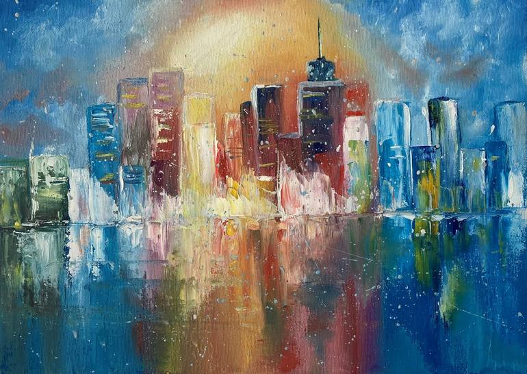 Nyc Skyline Wall Art Painting On Canvas Cityscape New York By Anastasia Yackunaite Saatchi - New York Cityscape Wall Art