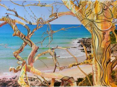 Print of Expressionism Beach Mixed Media by Lucia Lukas