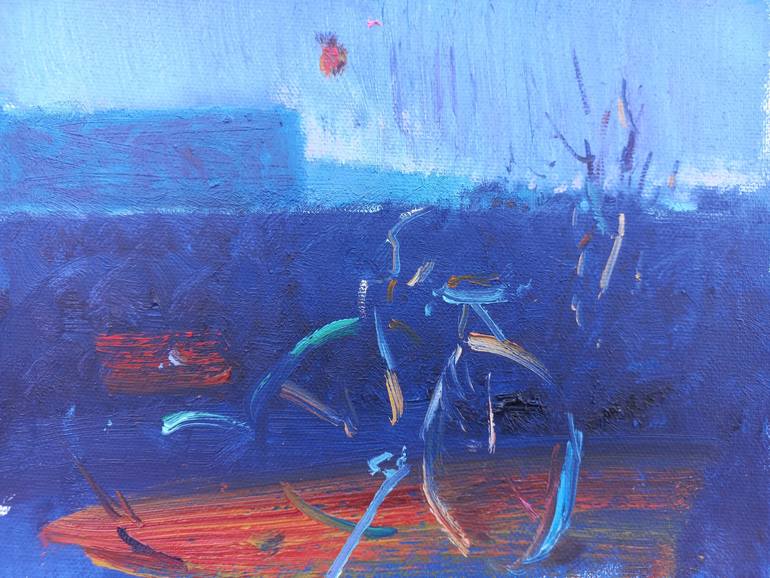 Original Abstract Painting by Dilshod Khudayorov | Abstract Art on Canvas | After a night of cycling