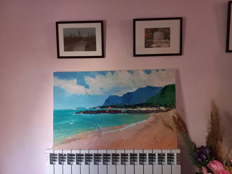 Original Abstract Beach Painting by Dilshod Khudayorov