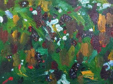 Abstract green berries oil painting thumb