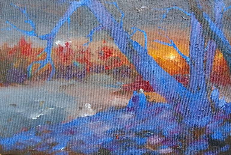 Original Landscape Painting by Dilshod Khudayorov | Impressionism Art on Canvas | On the Sunset