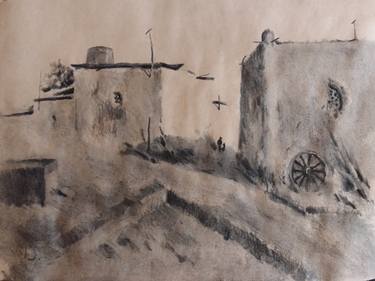 Graphics drawing with retouching on paper Khiva street thumb