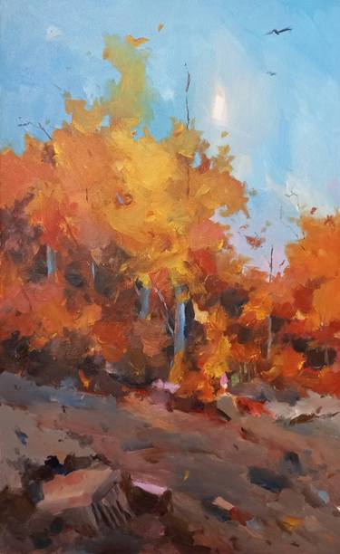 landscape oil painting red Autumn thumb