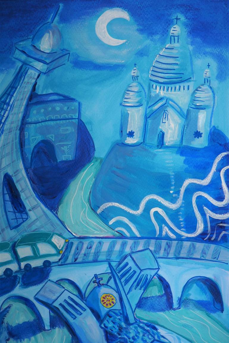 Original Figurative Cities Painting by Anna Rivet