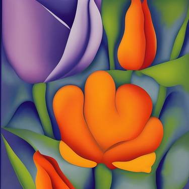Print of Art Deco Floral Digital by Patricia Antonio