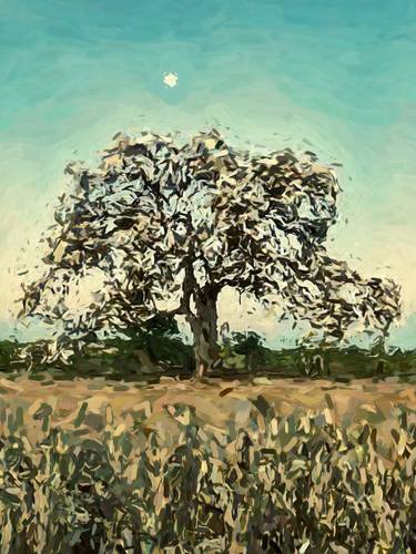 Tree of Life landscape, hill, painting oil, nature, unique thumb