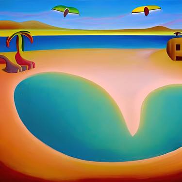Print of Art Deco Beach Digital by Patricia Antonio