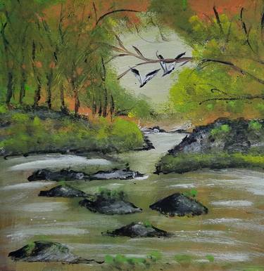 Print of Impressionism Nature Paintings by Audrone Balsiene