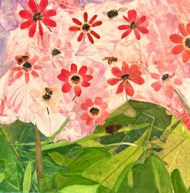 Original Fine Art Floral Collage by Victoria Blewer