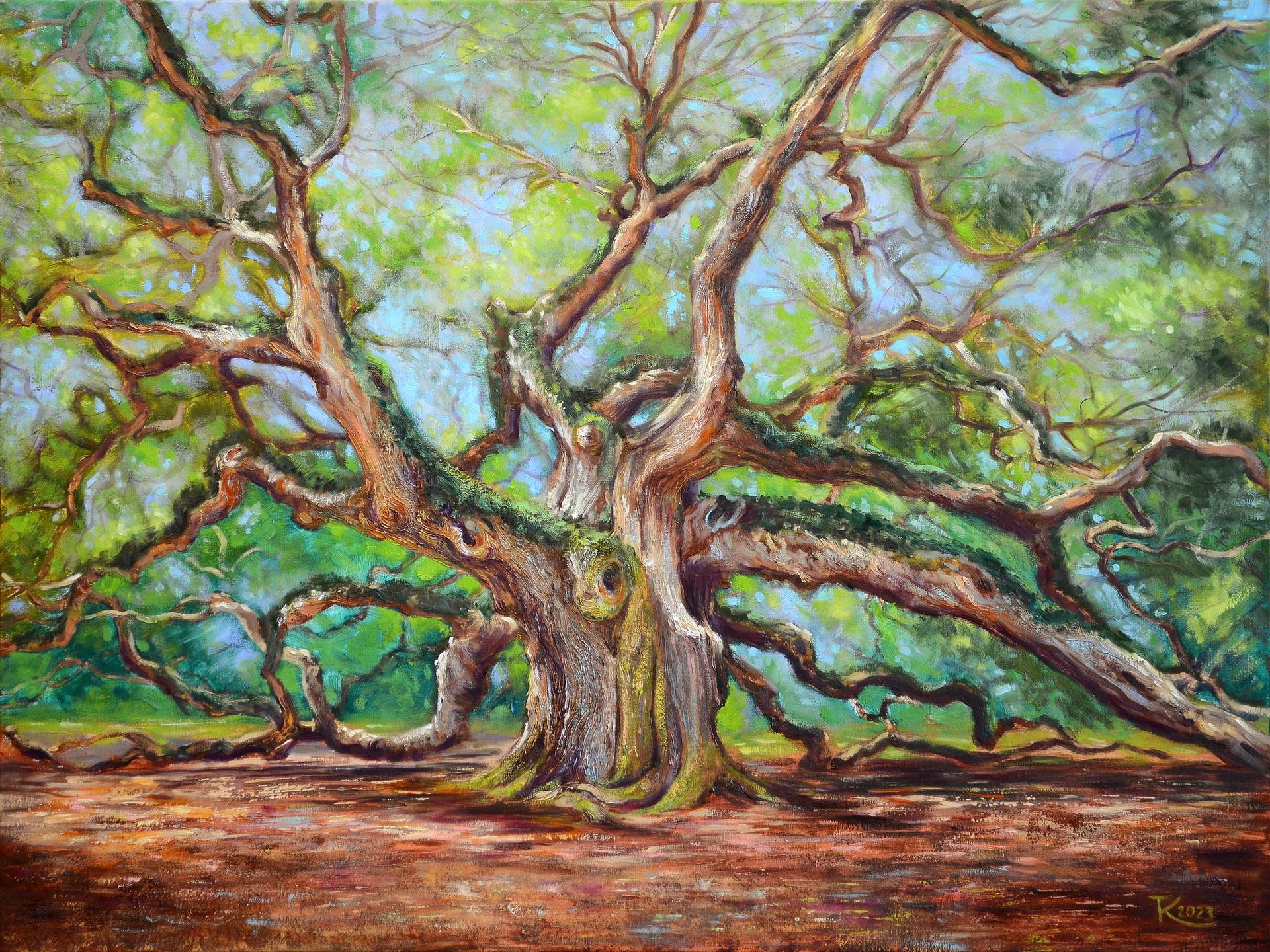 Angel Oak Tree South Carolina Painting by Tetiana Kuchmii