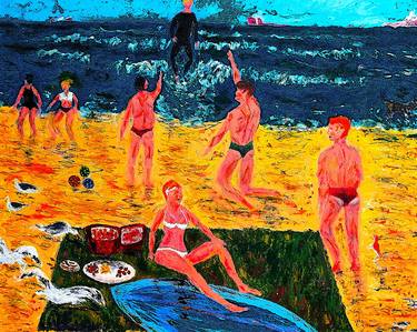 Original Modernism Beach Painting by Keith Hulse