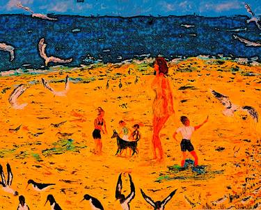 Original Modernism Beach Painting by Keith Hulse