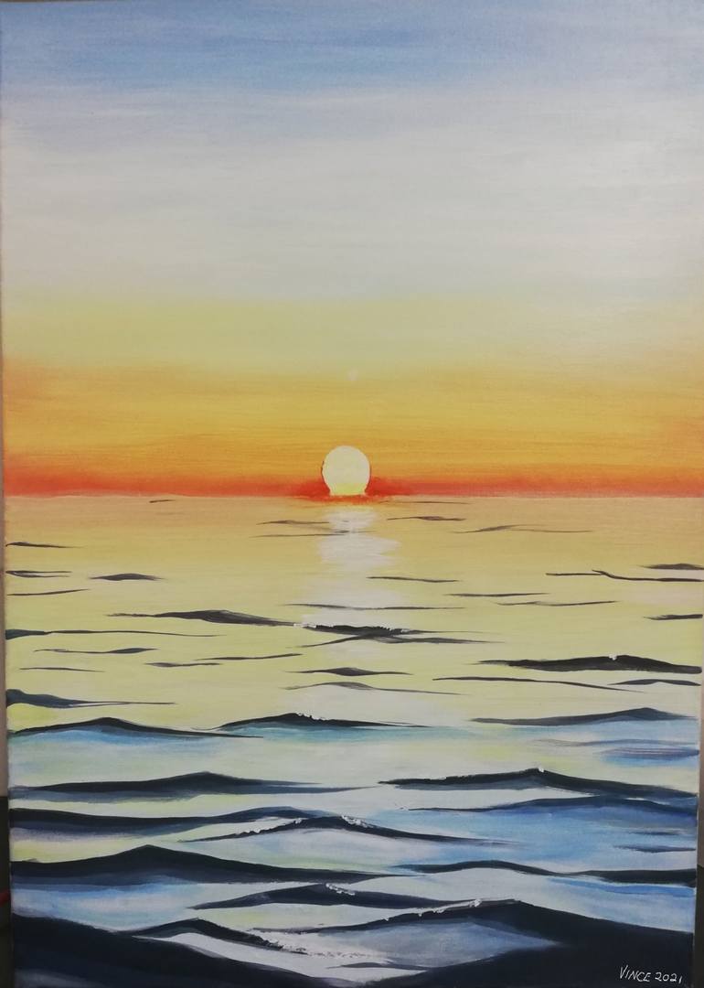 Calm Ocean sunset Painting