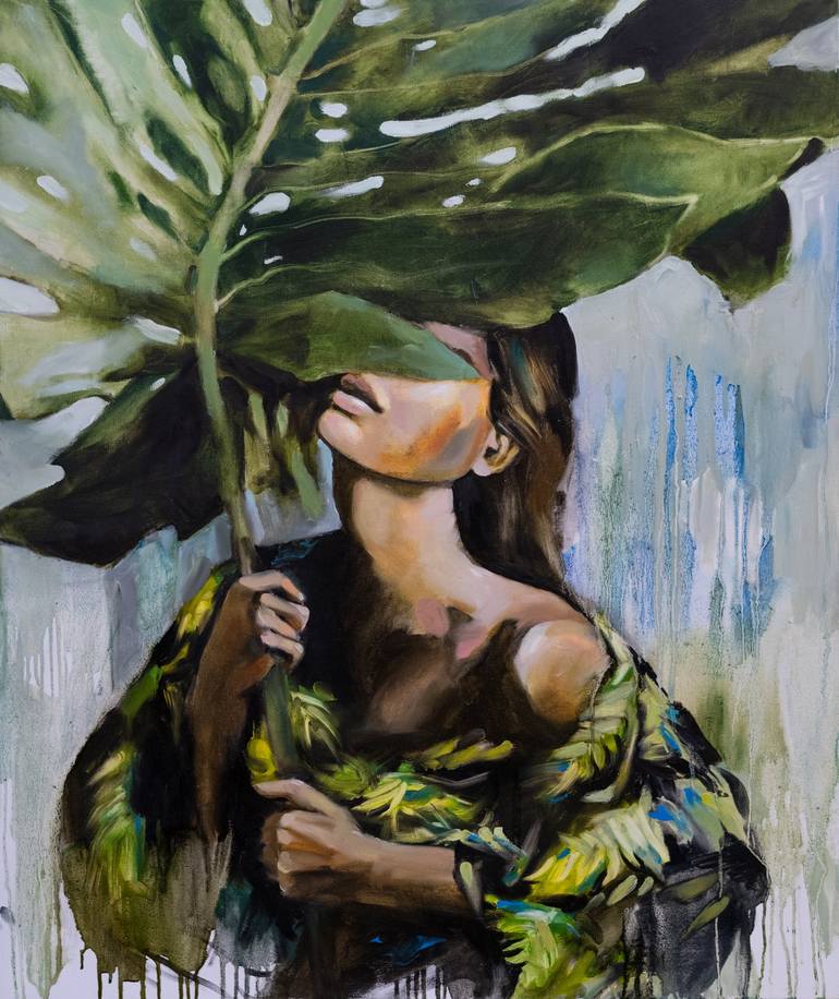 Everything In You - Large Tropical Wall Art, Woman Portrait Artwork, Modern Expressionist Interior Painting Canvas Oil Painting Painting By Valeria Amirkhanyan | Saatchi Art