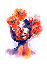 PRINTABLE Watercolor portrait Young Girl Antique painting Vintage wall art