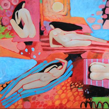 EVERY DAY JOY - large pink abstract painting, contemporary figurative art, female figurative art, modern wall design thumb