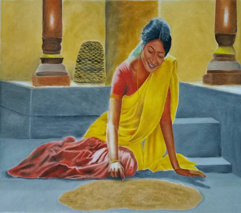 Indian Village Woman Painting By Sakthi Mohan Saatchi Art