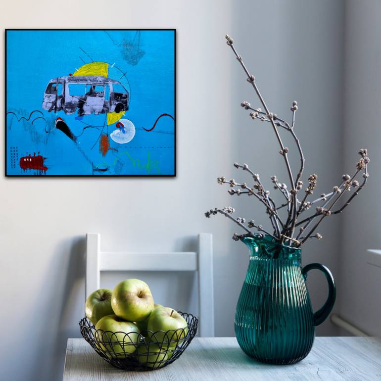 Original Abstract Car Mixed Media by Les Panchyshyn Artist