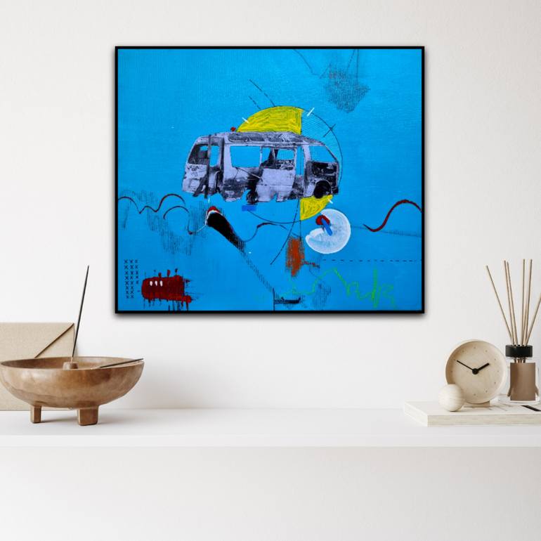 Original Abstract Car Mixed Media by Les Panchyshyn Artist