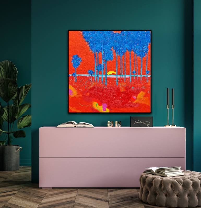 Original Abstract Landscape Drawing by Les Panchyshyn Artist