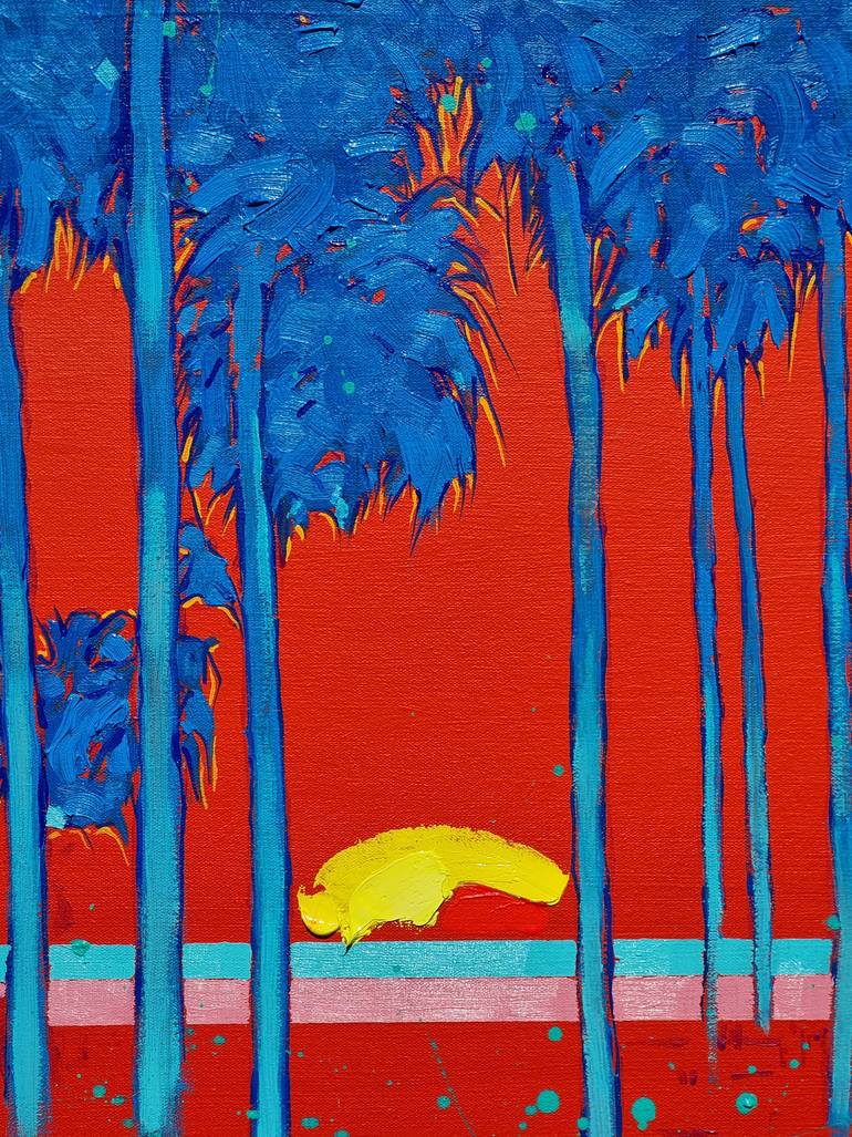 Original Abstract Landscape Drawing by Les Panchyshyn Artist