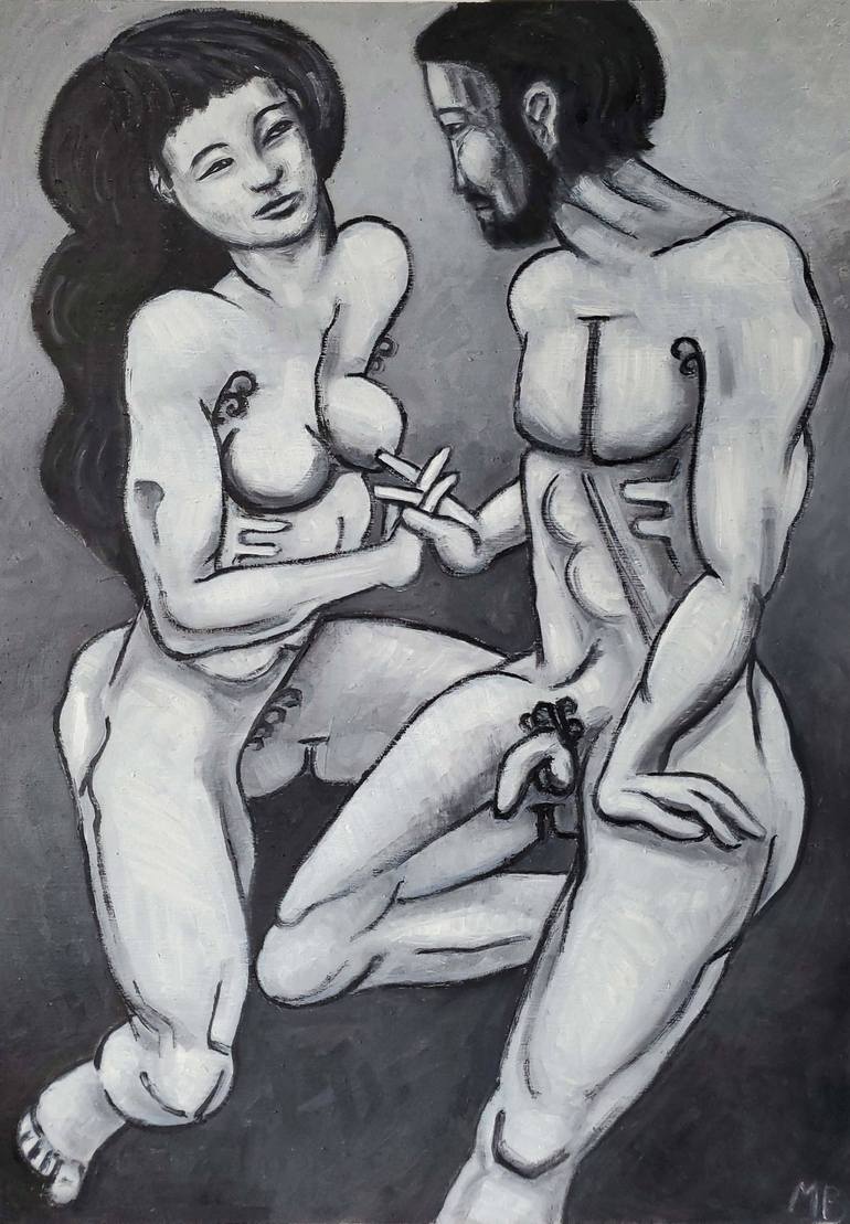 Erotic couple Painting by Mauro Bacca | Saatchi Art