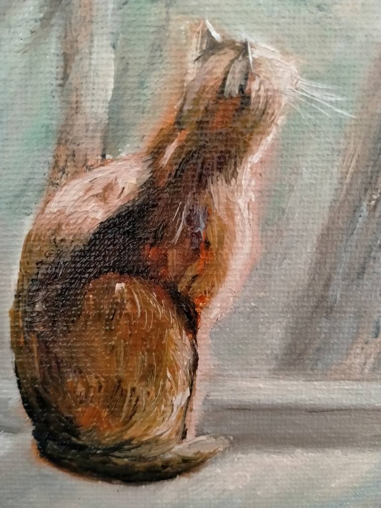 Original Impressionism Cats Painting by Tatiana Clark 