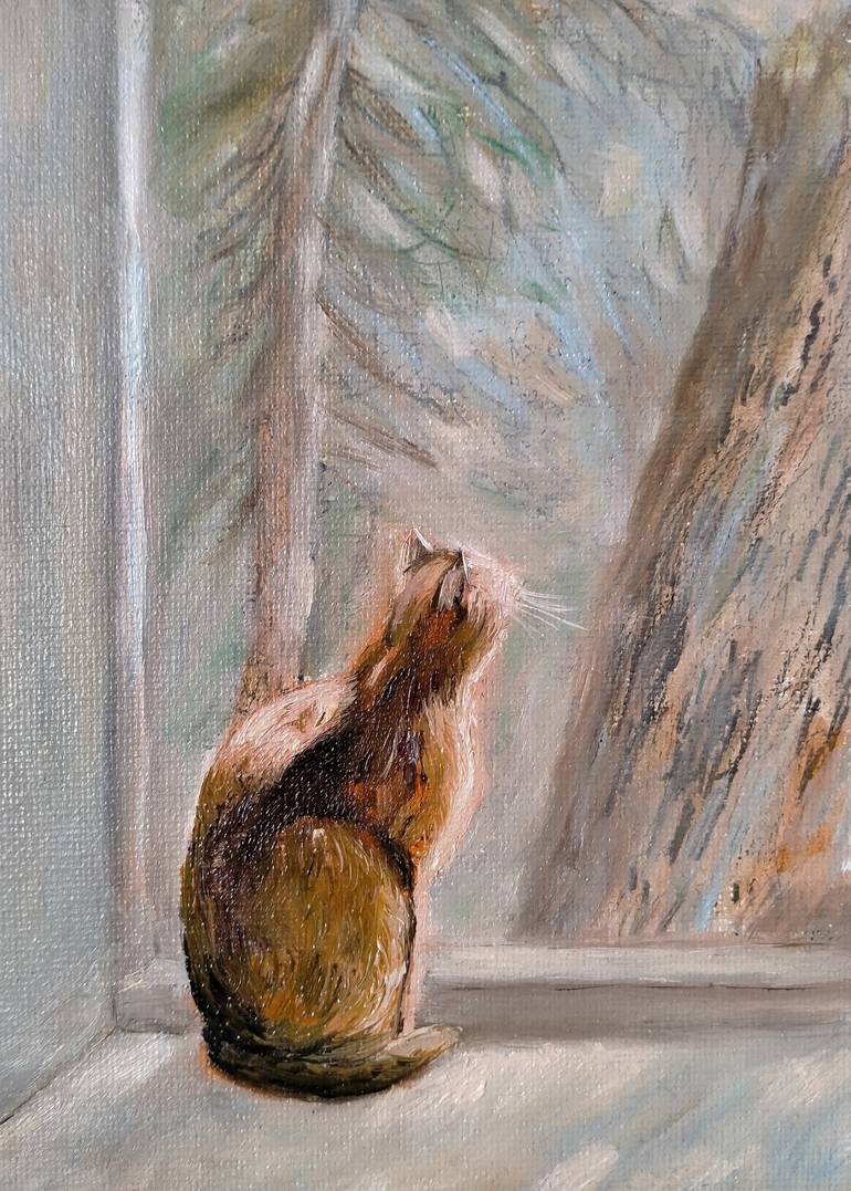 Original Impressionism Cats Painting by Tatiana Clark 